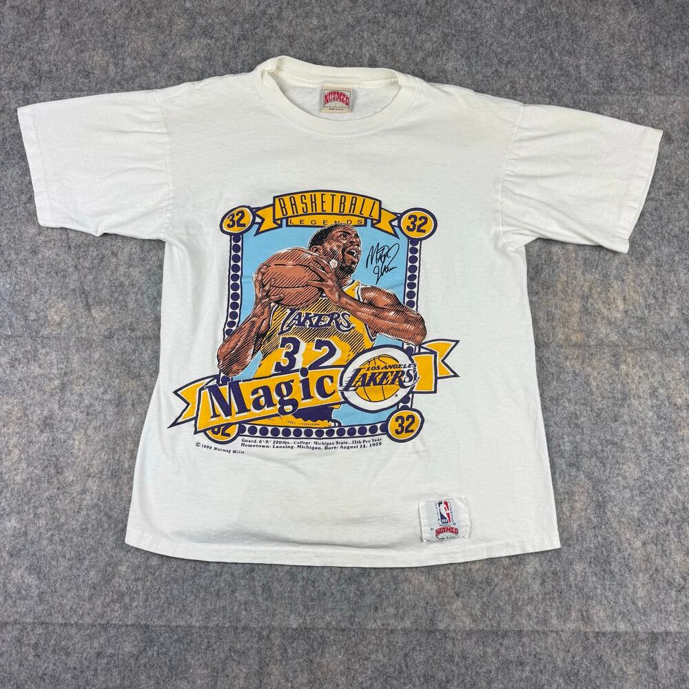 Vintage Nutmeg Mills Magic Johnson 1989 Lakers NBA T-Shirt